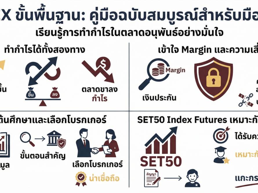 อินโฟกราฟิกสรุปเรื่อง TFEX ขั้นพื้นฐาน: เรียนรู้การทำกำไรในตลาดหุ้น | แกะกราฟกับกุ๊ก