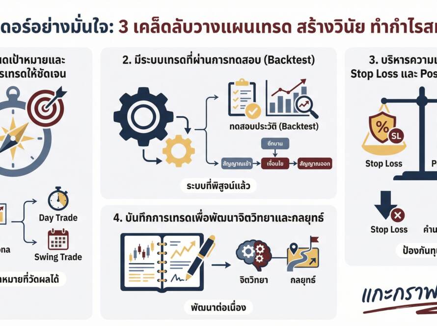 อินโฟกราฟิกสรุปเรื่อง 3 ข้อต้องมีก่อนเปิดออเดอร์! วิธีวางแผนเทรดและสร้างวินัยให้ทำกำไรสม่ำเสมอ