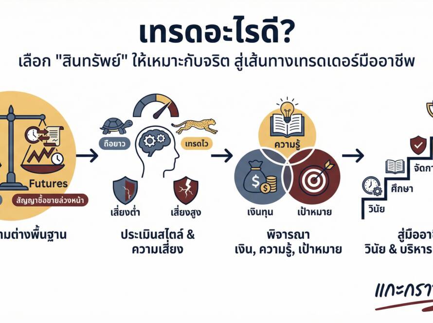 อินโฟกราฟิกสรุปเรื่อง เทรดอะไรดี? วิธีเลือก "สินทรัพย์" ให้เหมาะกับจริตเพื่อเทรดเป็นอาชีพ (หุ้น vs Futures)