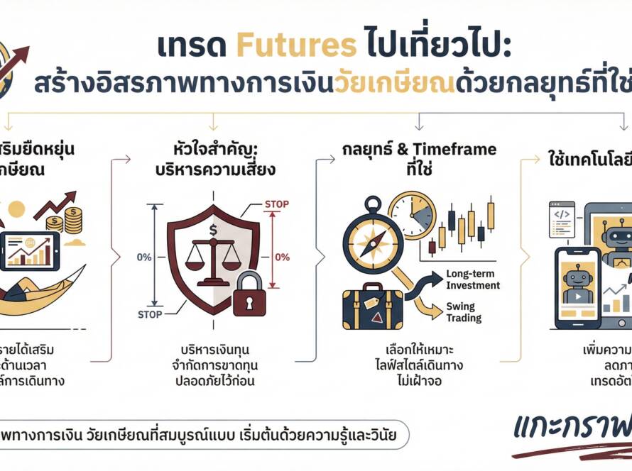 อินโฟกราฟิกสรุปเรื่อง ทริค เทรด Futures ไป เที่ยวไปสำหรับวัยเกษียณ