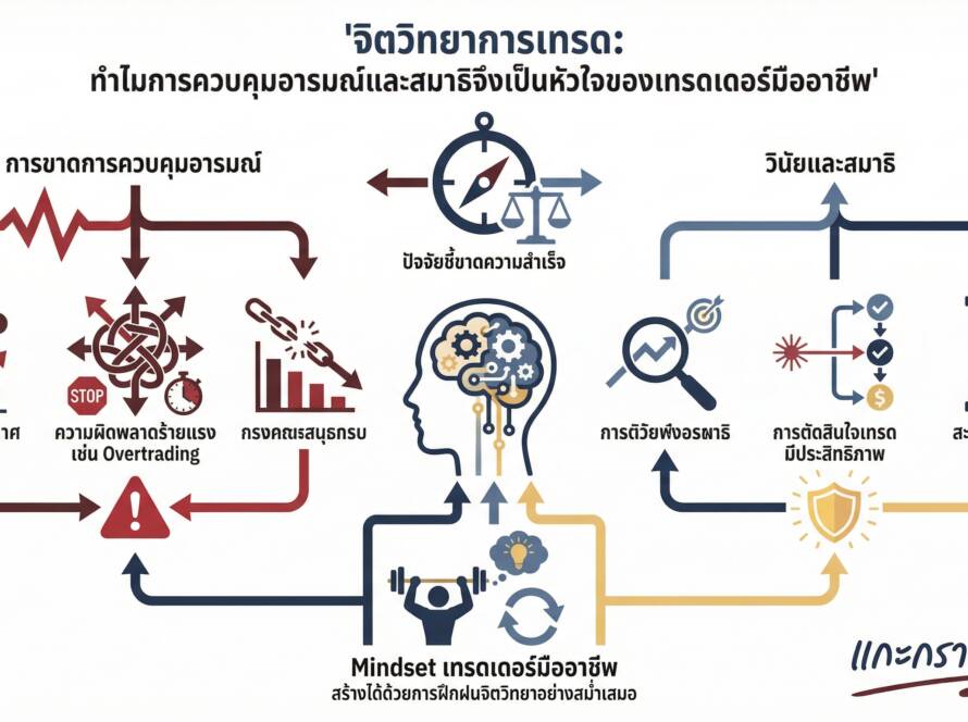 อินโฟกราฟิกสรุปเรื่อง เทรดเดอร์มืออาชีพ ทำไมการควบคุมอารมณ์และสมาธิจึงสำคัญกว่าที่คิด