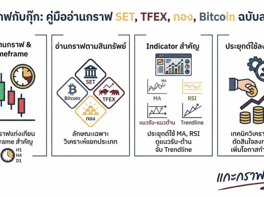 อินโฟกราฟิกสรุปเรื่อง อ่านกราฟของ SET, TFEX, ทอง, Bitcoin | แกะกราฟกับกุ๊ก
