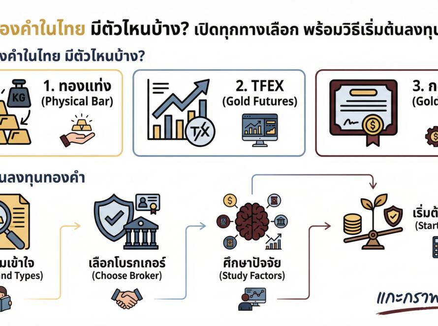 อินโฟกราฟิกสรุปเรื่อง EP11 อยากเทรดทองคำในไทย มีตัวไหนบ้าง | แกะกราฟกับกุ๊ก