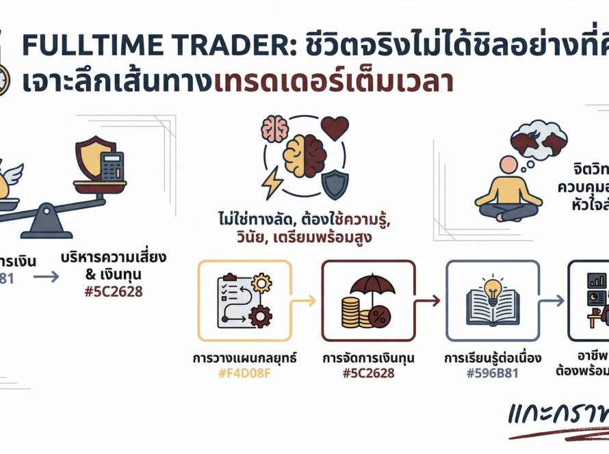 อินโฟกราฟิกสรุปเรื่อง FULLTIME TRADER เทรดแบบชิลๆ จริงดี๊? #fulltimetrader #แกะกราฟกับกุ๊ก #ทองคำ #forex #bitcoin #trading
