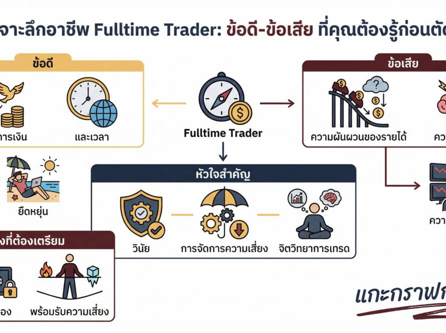 อินโฟกราฟิกสรุปเรื่อง ข้อดี ! เสีย อาชีพ Fulltime Trader | แกะกราฟกับกุ๊ก