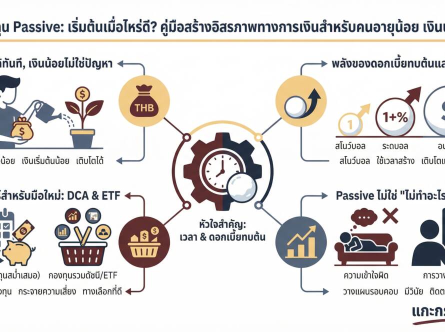 อินโฟกราฟิกสรุปเรื่อง เมื่อไหร่ควรเริ่มลงทุน Passive? | ข้อคิดสำหรับคนอายุน้อย เงินน้อย