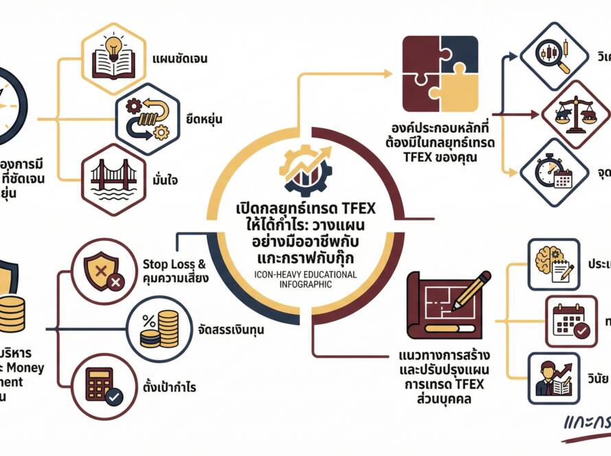 อินโฟกราฟิกสรุปเรื่อง การวางกลยุทธ์ในการเทรด TFEX | แกะกราฟกับกุ๊ก