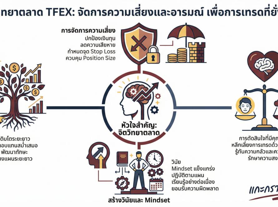 อินโฟกราฟิกสรุปเรื่อง จิตวิทยาตลาด TFEX ที่นักเทรดควรรู้ | จัดการความเสี่ยงและอารมณ์ในเทรด TFEX