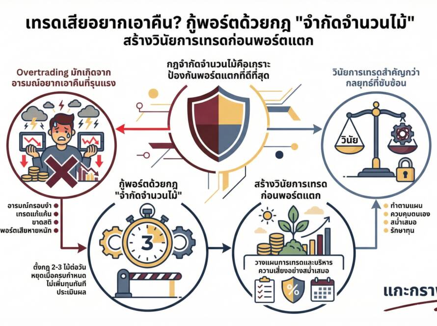อินโฟกราฟิกสรุปเรื่อง เทรดเสียแล้วอยากเอาคืน? ใช้กฎ "จำกัดจำนวนไม้" ตั้งวินัยก่อนพอร์ตแตก