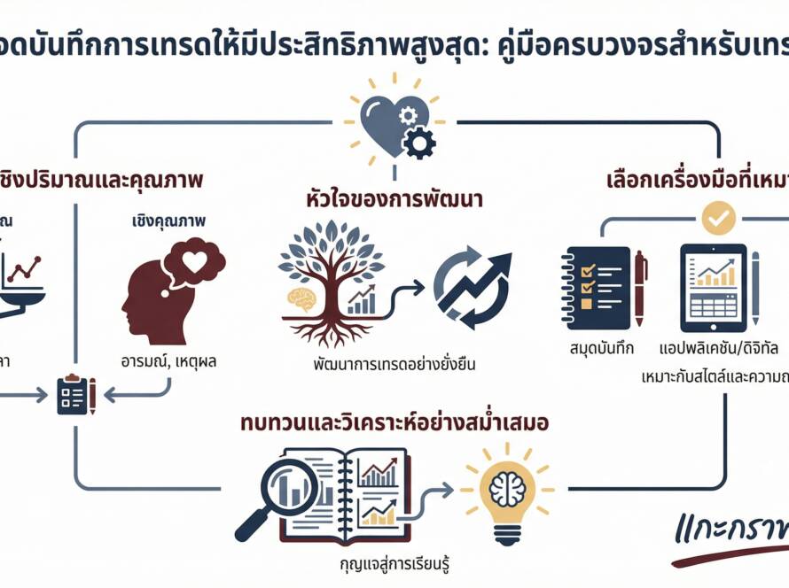 อินโฟกราฟิกสรุปเรื่อง วิธีการจดบันทึกการเทรด - แกะกราฟกับกุ๊ก