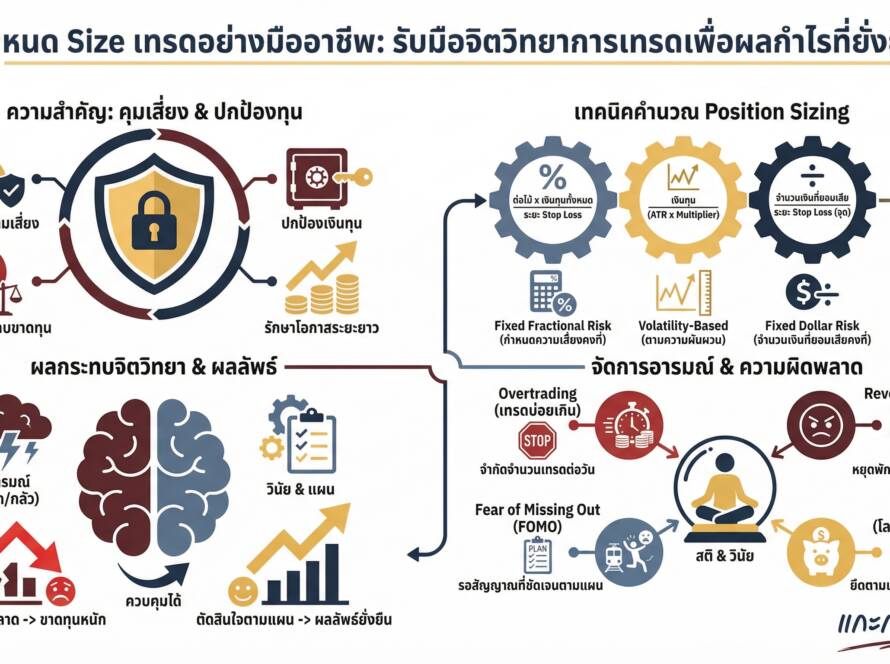 อินโฟกราฟิกสรุปเรื่อง การกำหนด Size เทรด /จิตวิทยาที่ต้องเจอ | แกะกราฟกับกุ๊ก