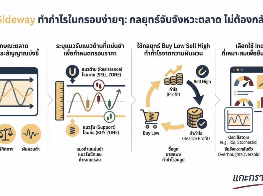 อินโฟกราฟิกสรุปเรื่อง เทรด Sideway ง่ายๆ รู้เร็ว ทำกำไรในกรอบ ไม่ต้องกลัวเบรก