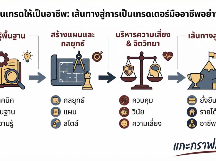 อินโฟกราฟิกสรุปเรื่อง วางแผนเทรดให้เป็นอาชีพ | จากพื้นฐานสู่การเป็นเทรดเดอร์มืออาชีพ
