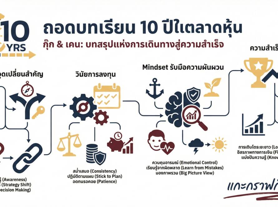อินโฟกราฟิกสรุปเรื่อง Saturday Night Live | กุ๊ก & เคน แชร์ประสบการณ์ 10 ปีในตลาดหุ้น จุดเปลี่ยน, วินัย, Mindset
