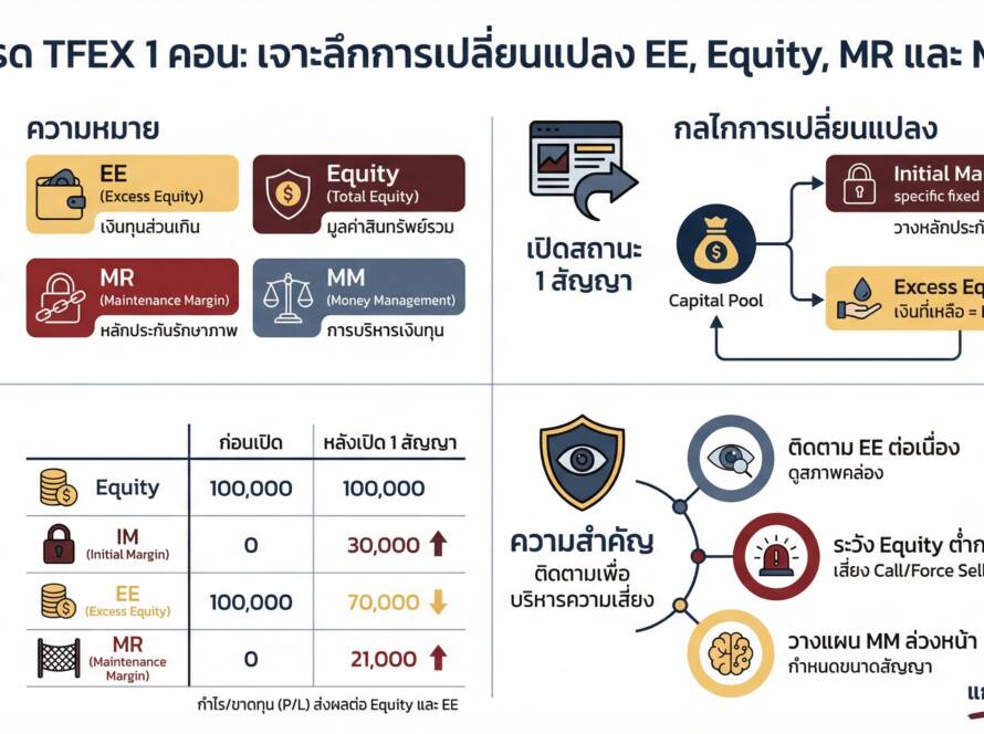 อินโฟกราฟิกสรุปเรื่อง เทรด TFEX 1 คอน EE, Equity, MR และ MM เปลี่ยนแปลงไปอย่างไร? | แกะกราฟกับกุ๊ก