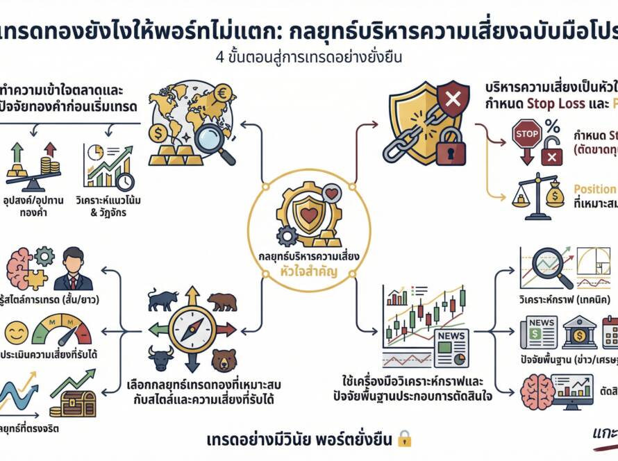 อินโฟกราฟิกสรุปเรื่อง เทรดทองยังไงพอร์ทไม่แตก | แกะกราฟกับกุ๊ก