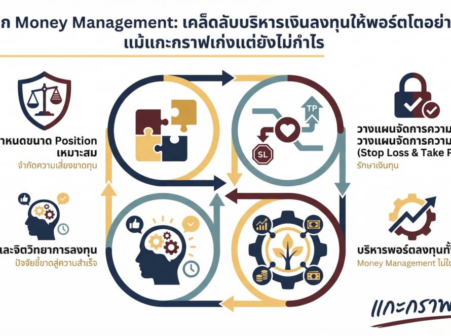 อินโฟกราฟิกสรุปเรื่อง แกะกราฟเก่งแต่ทำไมไม่กำไร? 3 เคล็ดลับปลดล็อก Money Management ให้พอร์ตโต