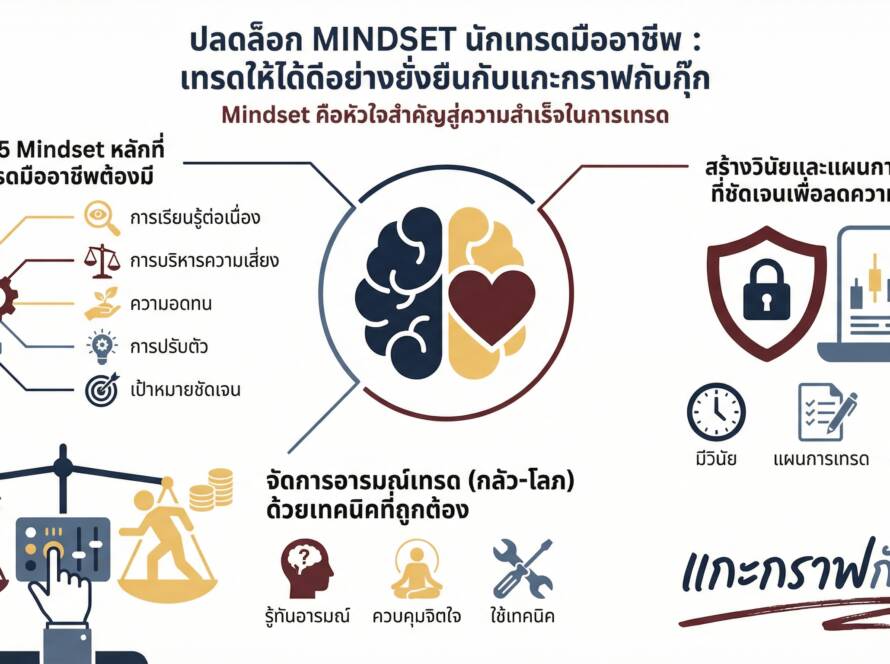 อินโฟกราฟิกสรุปเรื่อง อยากเทรดให้ได้ดี MINDSET ที่ต้องมี | แกะกราฟกับกุ๊ก