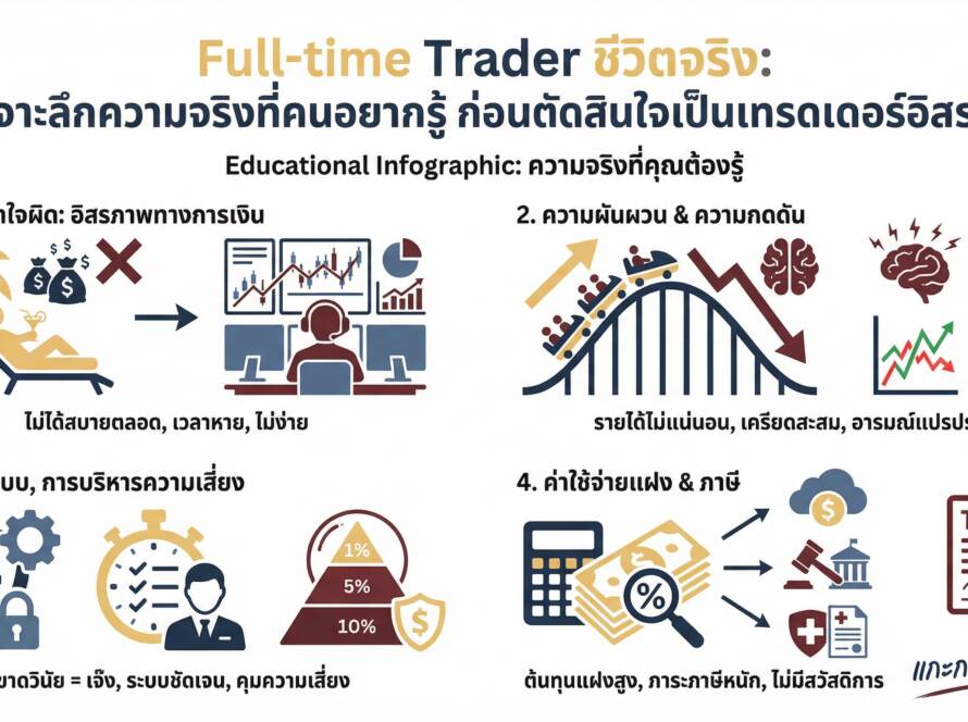 อินโฟกราฟิกสรุปเรื่อง ทำไมใครๆ ก็อยากเป็น Full-time Trader? ชีวิตจริงมันดีจริงไหม