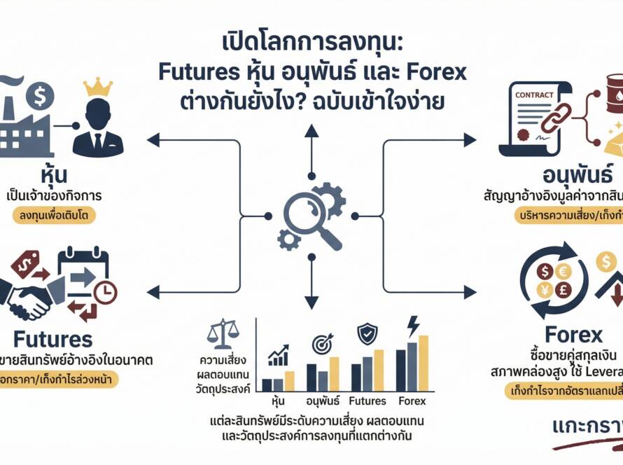 อินโฟกราฟิกสรุปเรื่อง เปิดโลก Futures หุ้น อนุพันธ์ และ Forex ต่างกันยังไง? เข้าใจง่ายในคลิปเดียว
