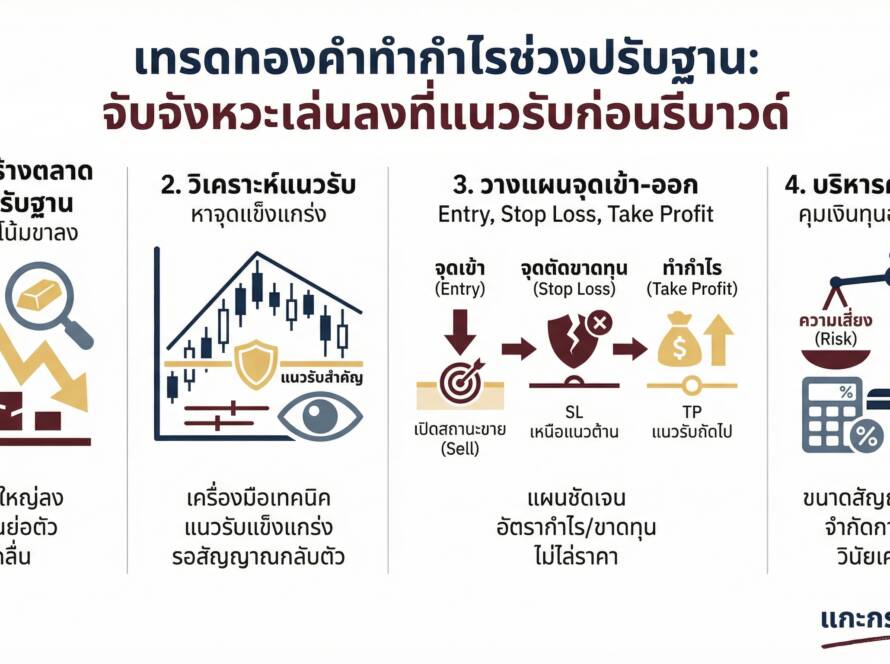 อินโฟกราฟิกสรุปเรื่อง เทรดทองคำ หาจังหวะเล่นลงช่วงปรับฐาน ที่แนวรับก่อนเจอบทรีบาวด์ | Vlog สั้น Fulltime trader สาว