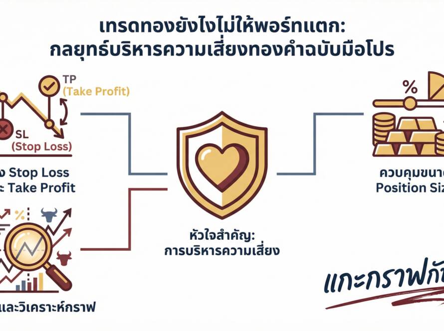 อินโฟกราฟิกสรุปเรื่อง เทรดทองไม่อยากพอร์ทแตก ทำยังไง | แกะกราฟกับกุ๊ก
