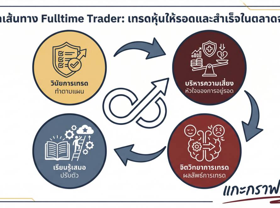 อินโฟกราฟิกสรุปเรื่อง ประสบการณ์ Fulltime Trader การเดินทางในตลาดหุ้น | เทรดแบบไหนให้รอดและสำเร็จ | แกะกราฟกับกุ๊ก