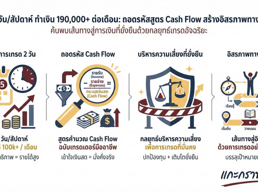 อินโฟกราฟิกสรุปเรื่อง เทรดชนะแค่ 2 วัน/สัปดาห์ ก็ทำเงินเดือนละ 190,000+ (สูตรคำนวณ Cash Flow)