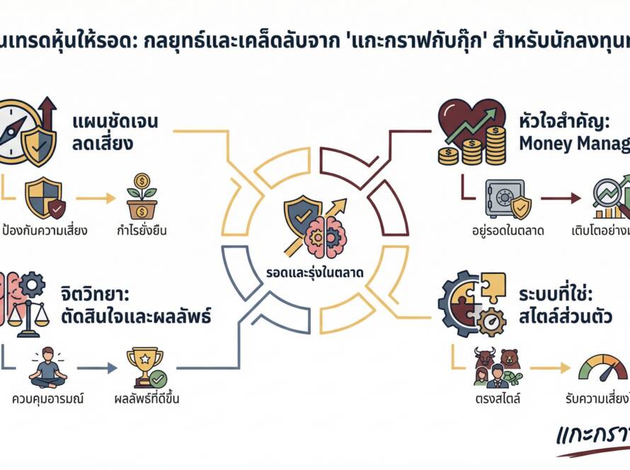 อินโฟกราฟิกสรุปเรื่อง วางแผนเทรดหุ้นให้รอดซักที Key | แกะกราฟกับกุ๊ก