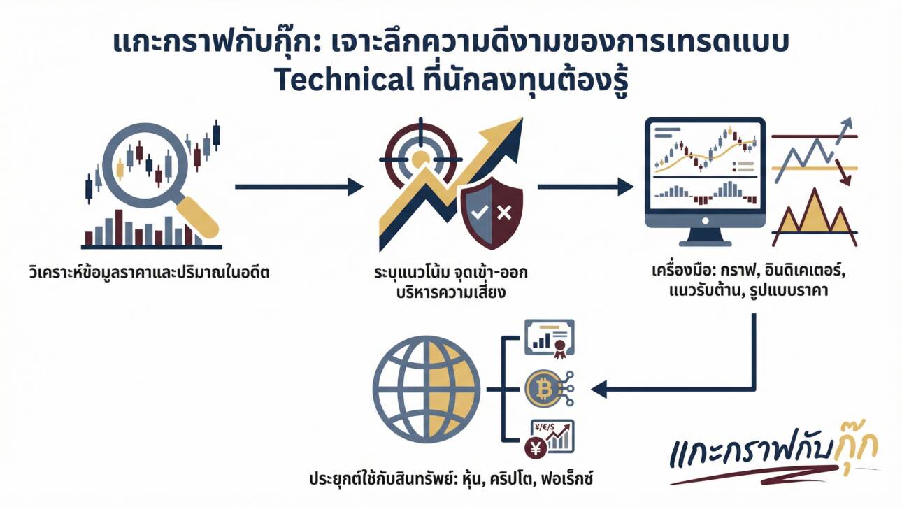 อินโฟกราฟิกสรุปเรื่อง ความดีงามของการเทรดแบบ Technical | แกะกราฟกับกุ๊ก
