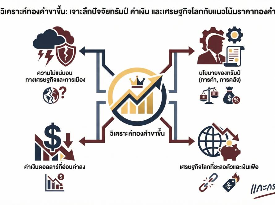 อินโฟกราฟิกสรุปเรื่อง วิเคราะห์ทองคำขาขึ้น | ทรัมป์-ค่าเงิน-เศรษฐกิจโลกส่งผลยังไงกับราคาทองคำ